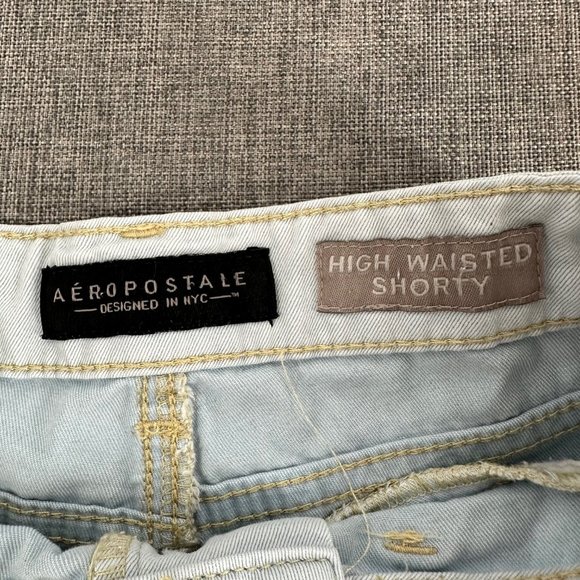 Aeropostale High Waisted Shorty Jean Shorts Size 0 Light Color‎ - Picture 2 of 10